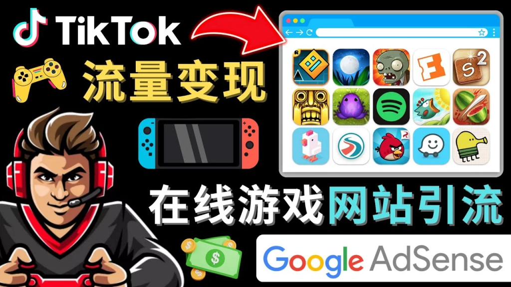 图片[1]-Tiktok流量变现项目，只需3个步骤，快速开通一个赚钱的游戏类Tiktok账号，抖音海外版，短视频，在线游戏网站引流，谷歌广告，Google AdSense广告赚钱的方法，牛课资源网4月最新副业创业项目视频教程-牛课资源网